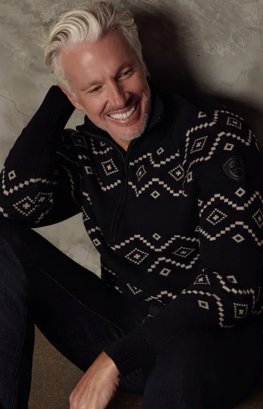 Brody 1/2 Zip Sweater | Black/Stone made by Alp N Rock