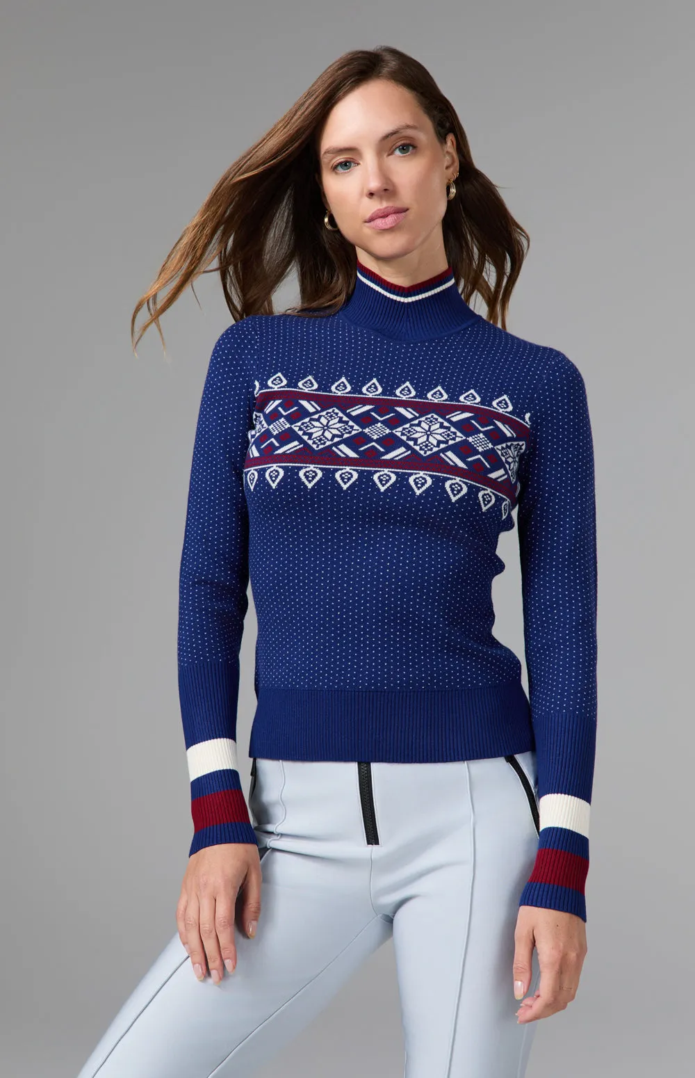 Holly Mock Neck Sweater | Deep Blue sold by Alp N Rock