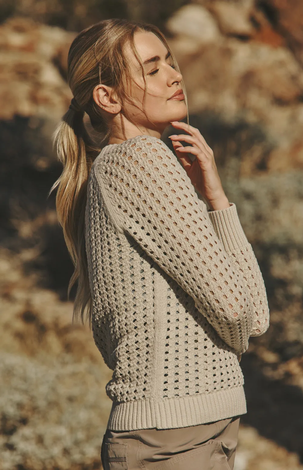 Kinna Cable Knit Sweater | Pumice sold by Alp N Rock