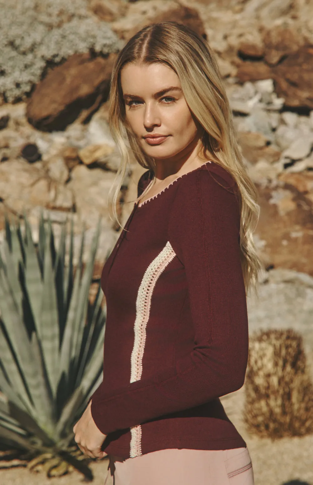 Iris Henley Shirt | Dark Cherry sold by Alp N Rock product image thumbnail 3