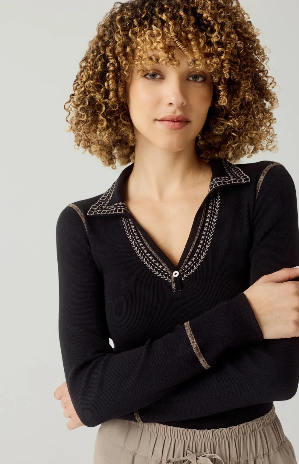 Asher Polo | Black/Fossil sold by Alp N Rock