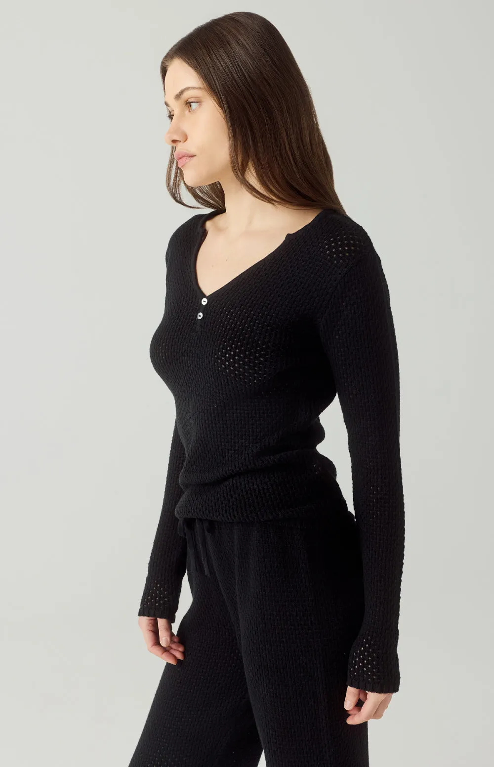 Lindsey Sweater Henley Shirt | Black sold by Alp N Rock product image thumbnail 4