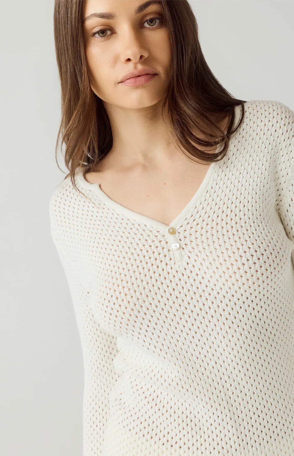 Lindsey Sweater Henley Shirt | Off White sold by Alp N Rock