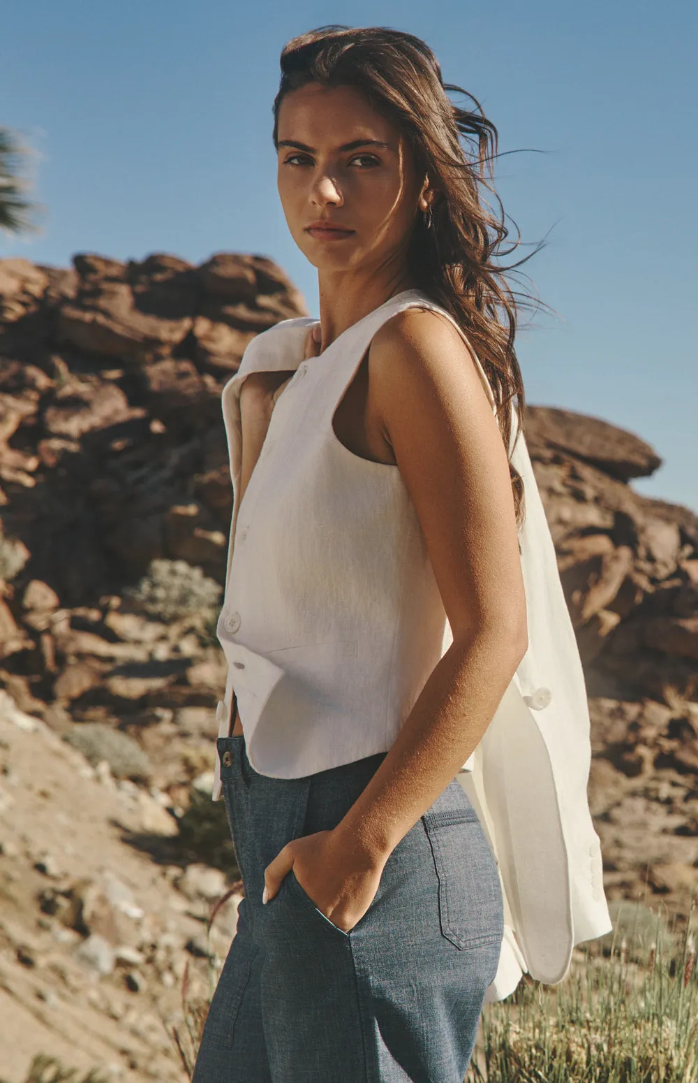 Edith Linen Vest | Ivory sold by Alp N Rock product image thumbnail 3
