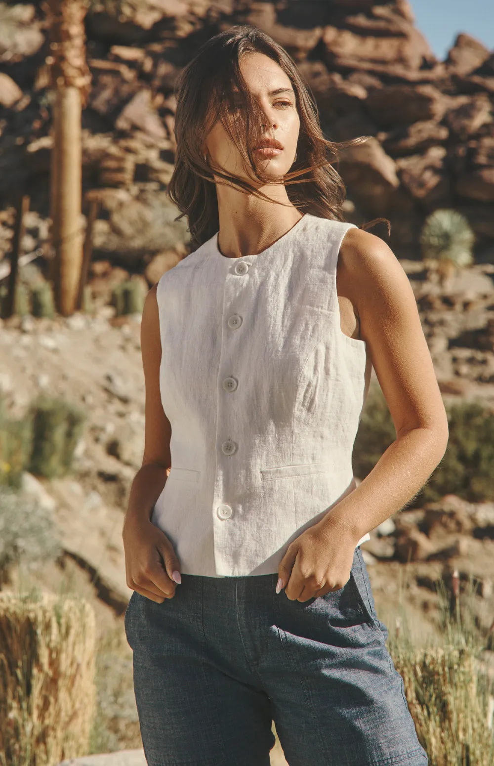 Edith Linen Vest | Ivory sold by Alp N Rock product image thumbnail 5