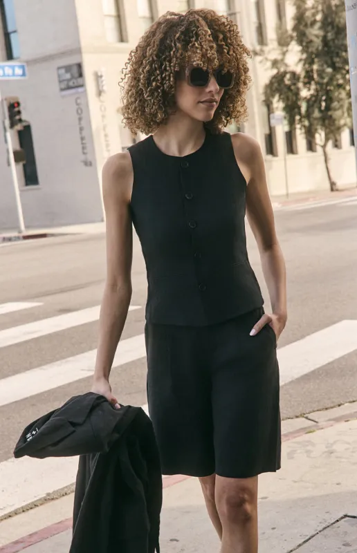 Edith Linen Vest | Black made by Alp N Rock