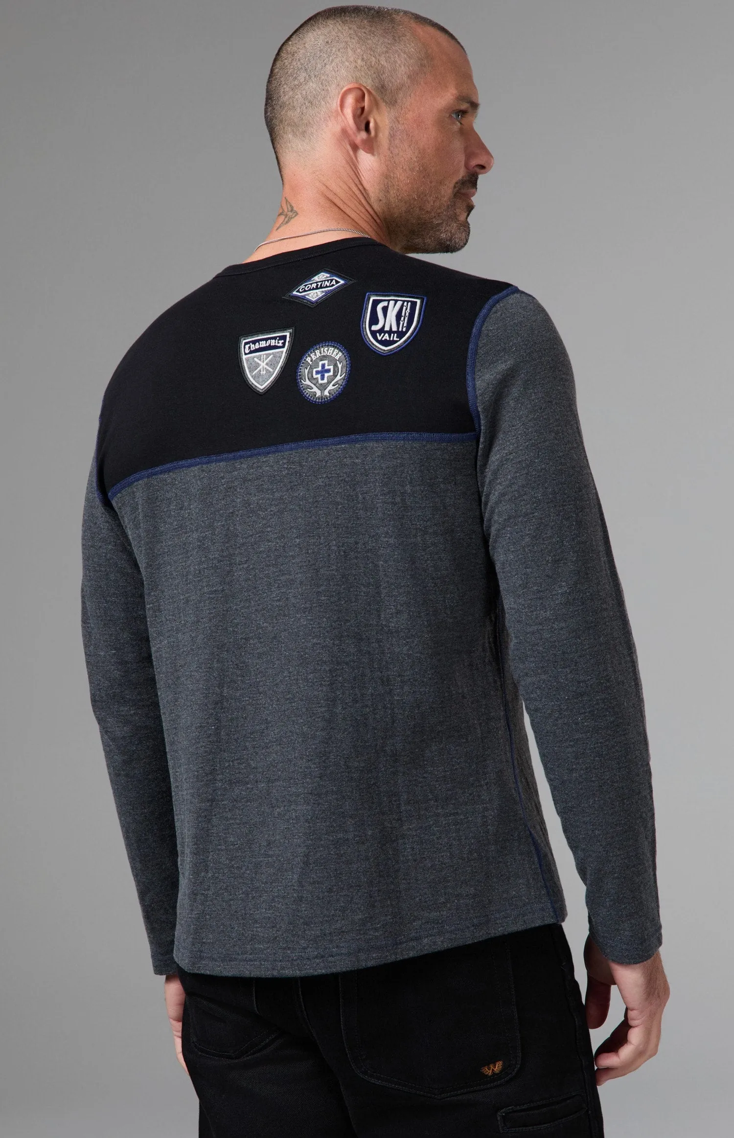 Ski Patch Men's Crew | Heather Black/Deep Blue sold by Alp N Rock product image thumbnail 4