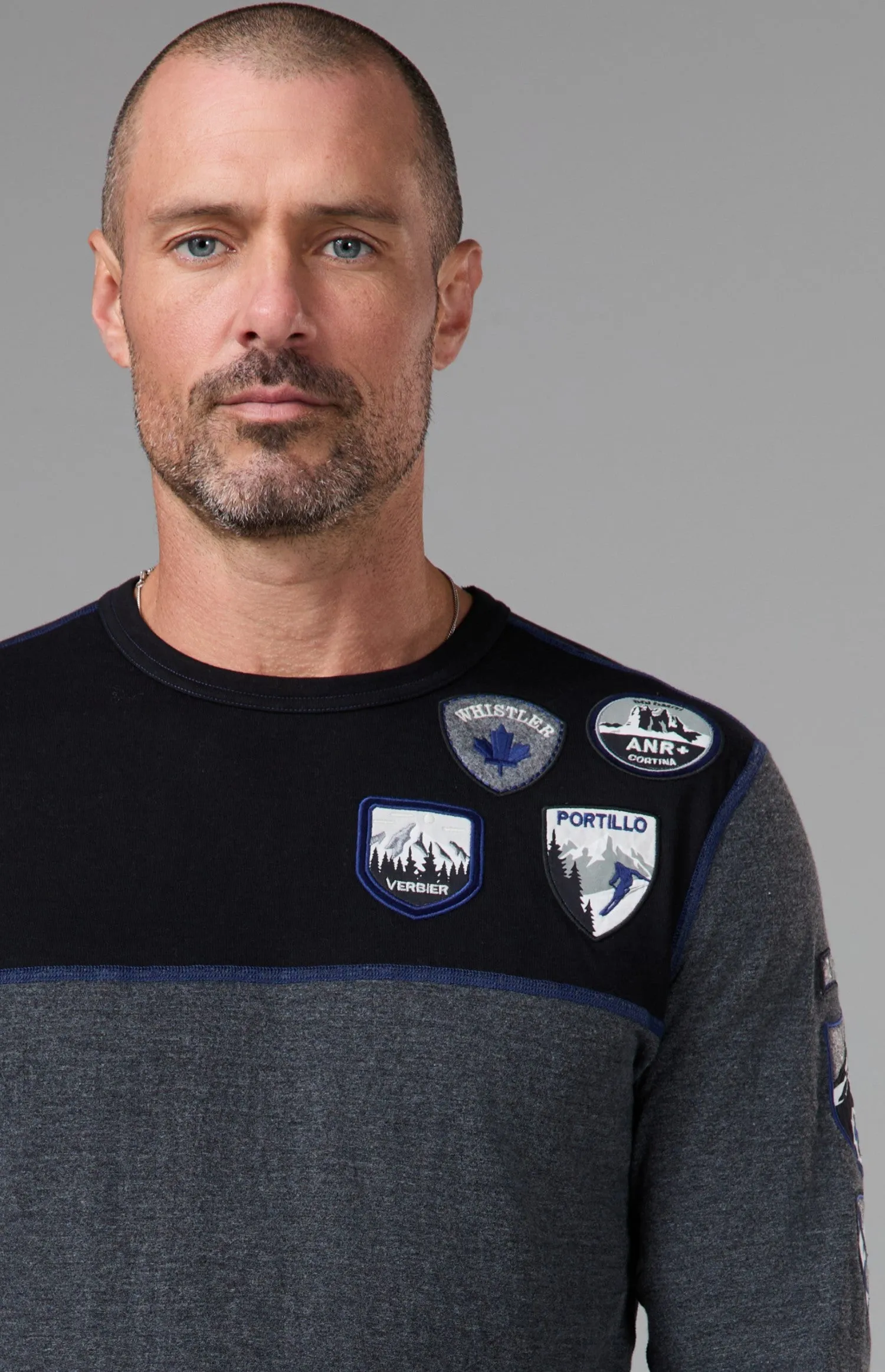 Ski Patch Men's Crew | Heather Black/Deep Blue sold by Alp N Rock product image thumbnail 3