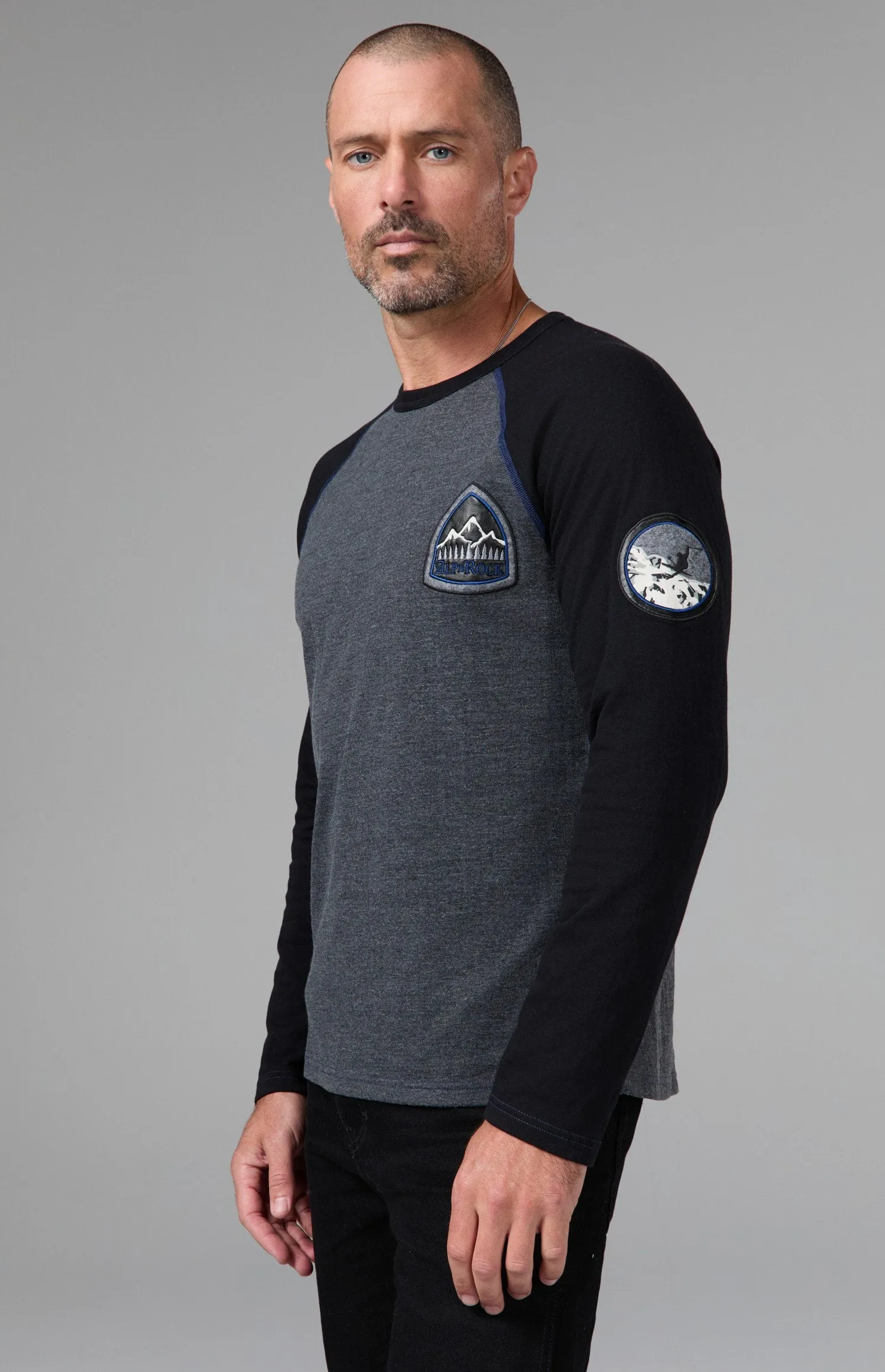 Powder Men's Crew | Heather Black/Deep Blue sold by Alp N Rock