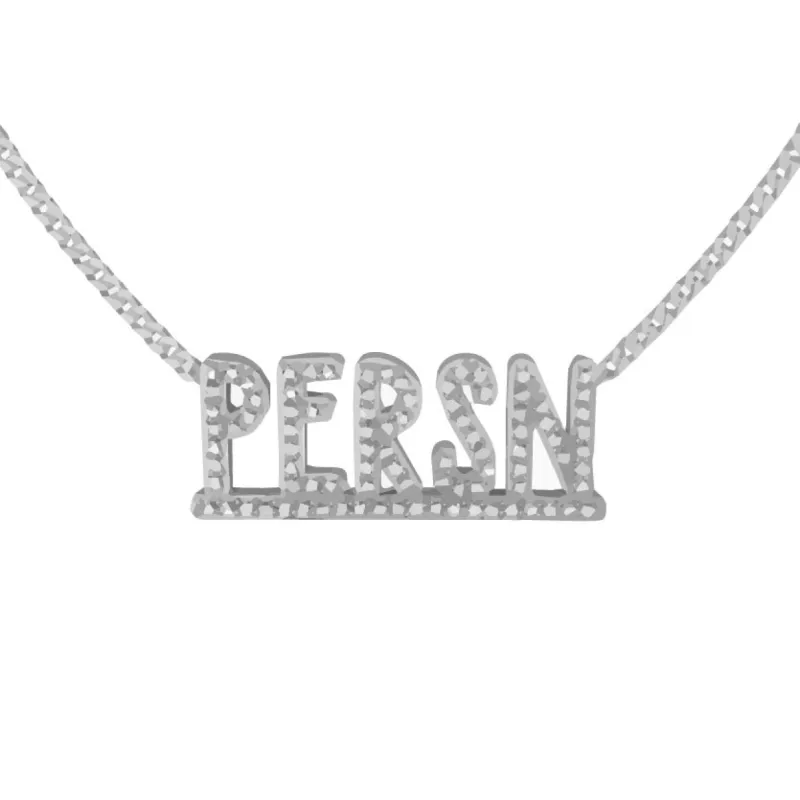 Signature Name Necklace with All Caps Silver sold by PERSN US