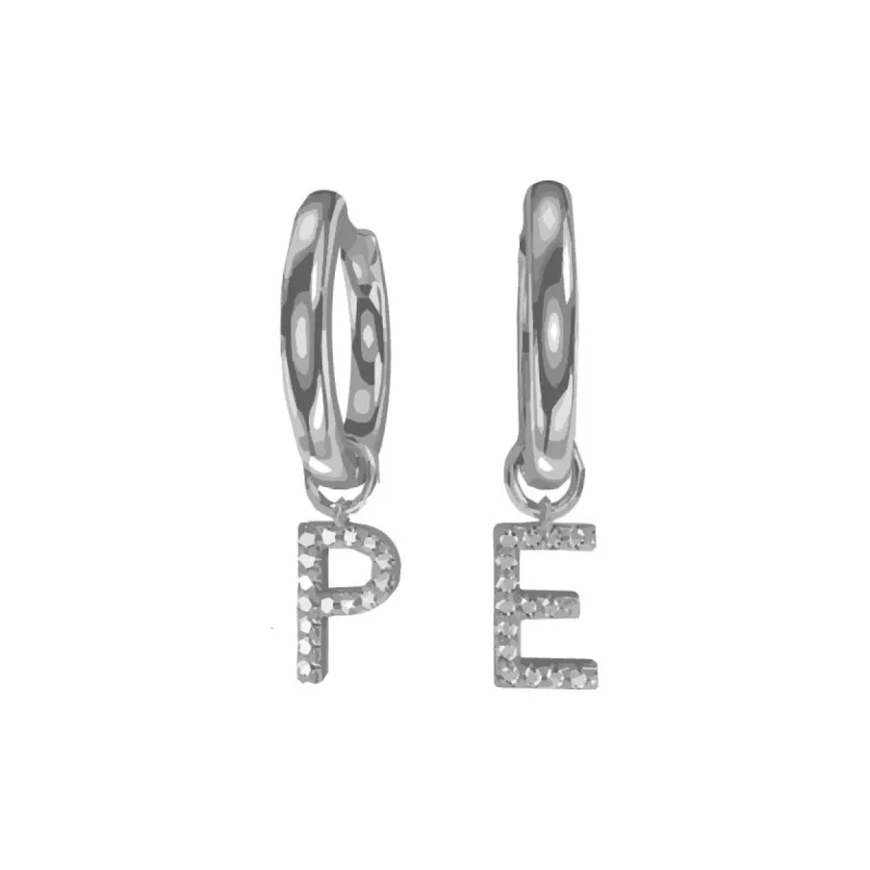 Lily Initials Earrings (7/8in.) Silver sold by PERSN US