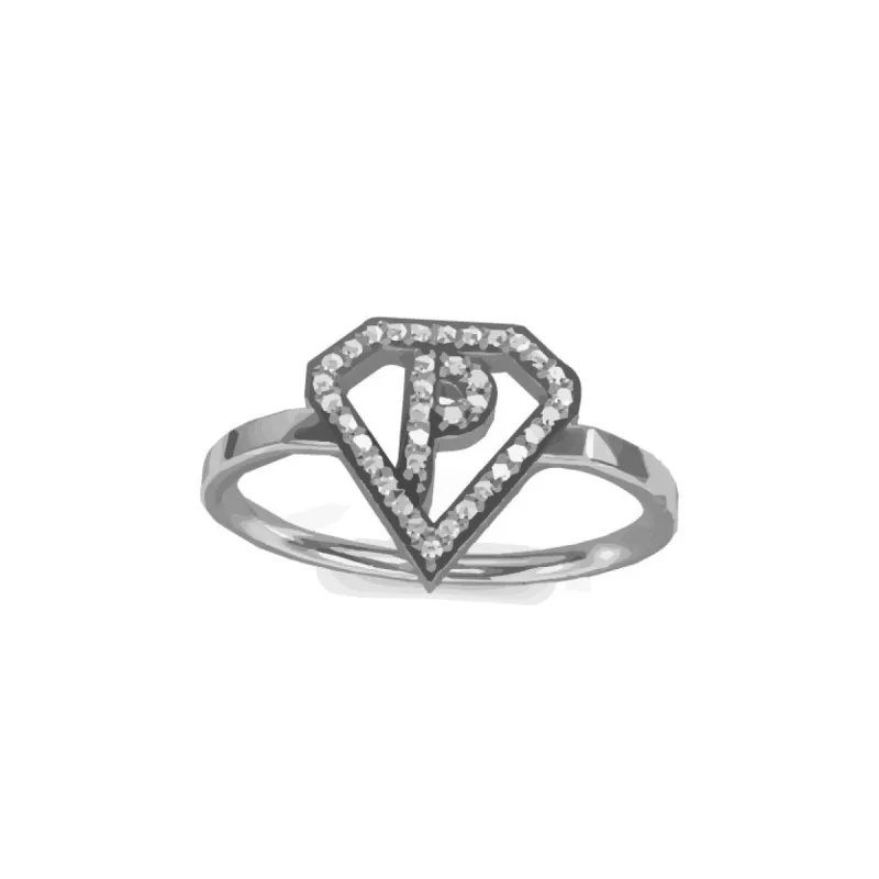Diamond-shaped Frame Ring Silver sold by PERSN US