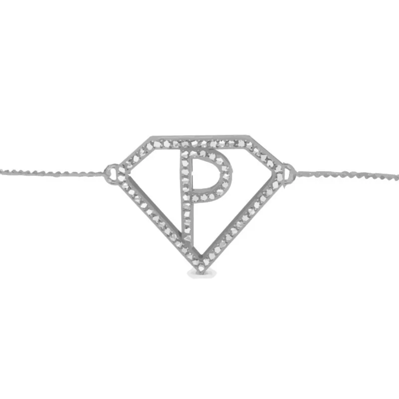 Diamond-shaped Frame Anklet Silver sold by PERSN US