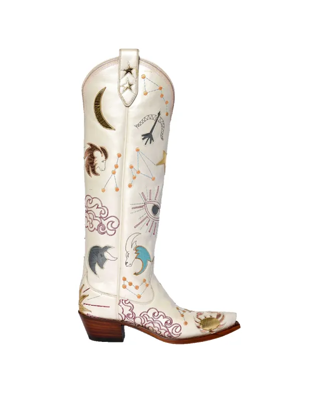 Celeste Pearlized Crème Boot sold by Miron Crosby