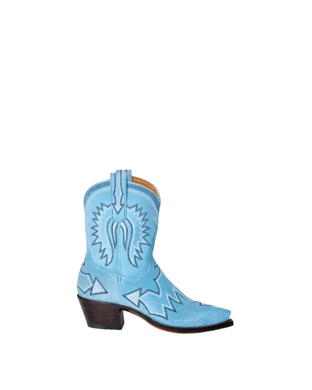 Maggie Powder Blue Suede sold by Miron Crosby