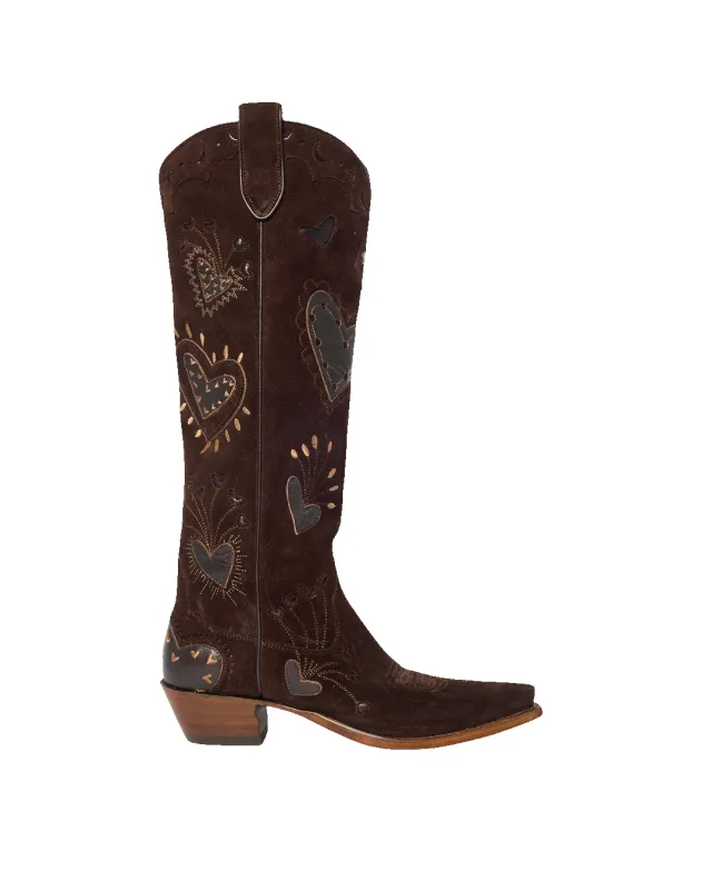 Lilly Chocolate Suede made by Miron Crosby