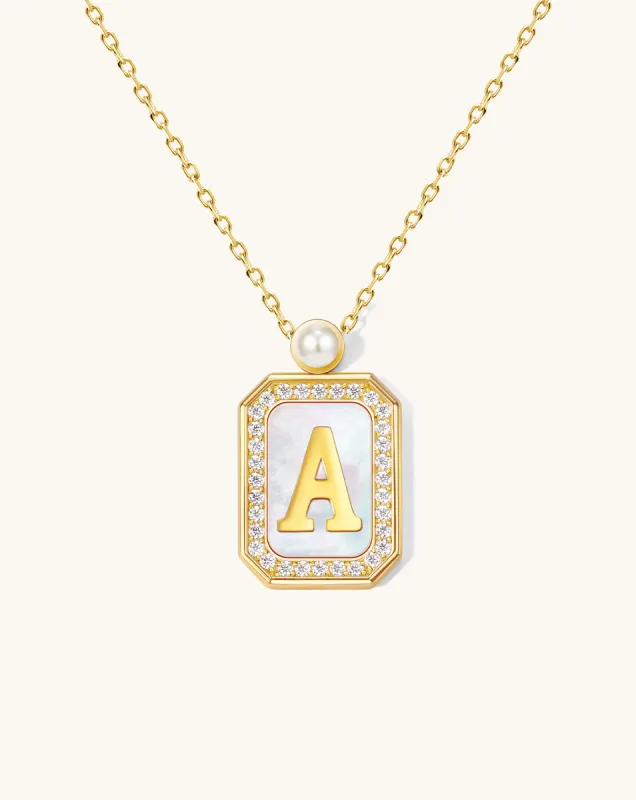 GlamBottle Duo Initial Necklace, 4-5mm, 5A sold by Perlvoya
