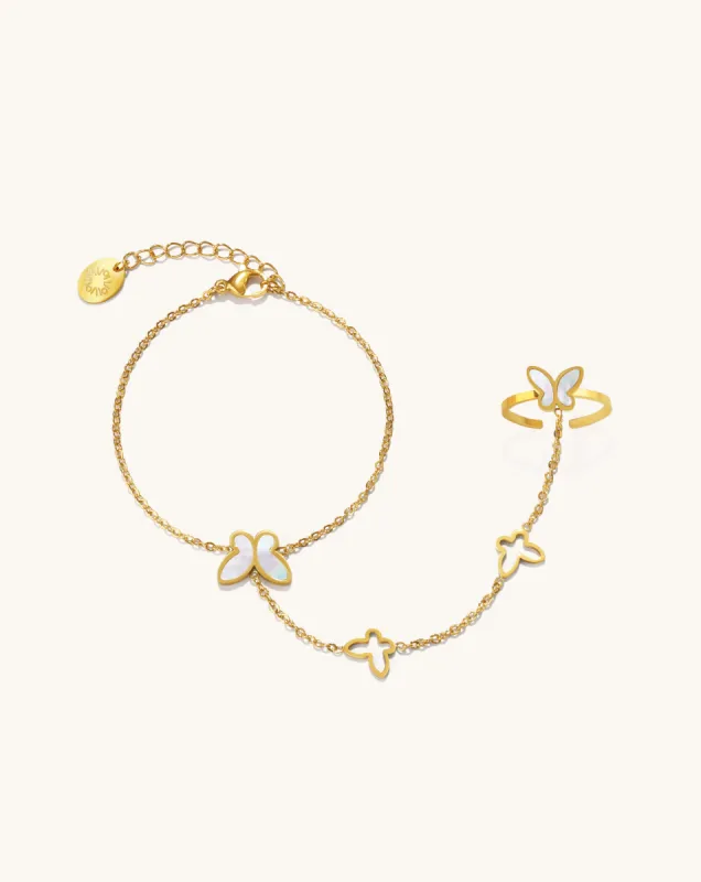 Butterfly Mother-of-Pearl Hand Chain, 3A sold by Perlvoya