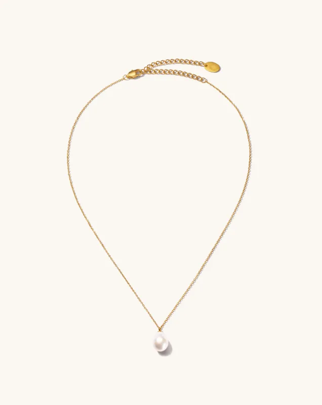 Teardrop Baroque Pearl Pendant Necklace, 9-12mm, 4A sold by Perlvoya