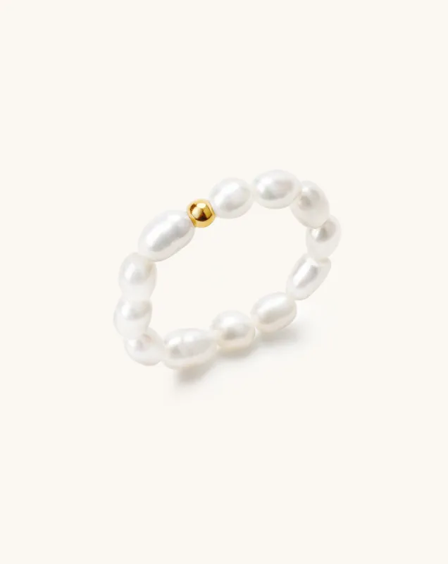 Millet shaped Pearl Bead Ring, 3-4mm, 4A sold by Perlvoya