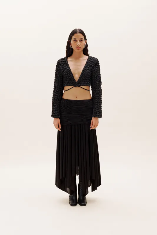 Black Plisse Long Skirt sold by Selia Richwood
