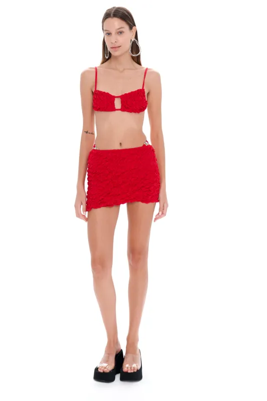 Lia Red Mini Beach Skirt sold by Selia Richwood