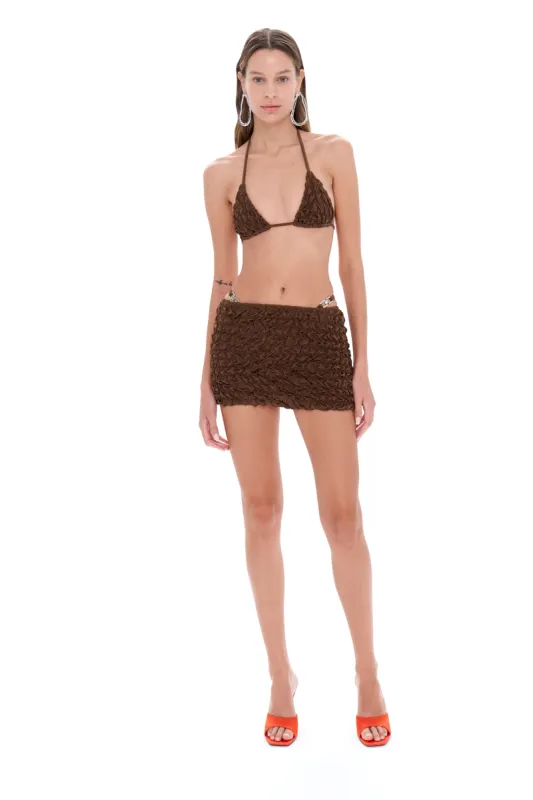 Lia Brown Mini Beach Skirt sold by Selia Richwood