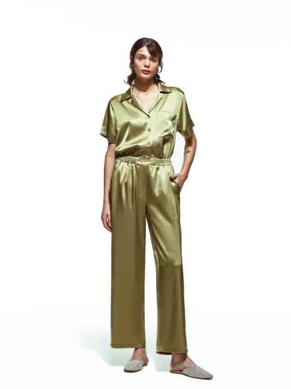 Green Silk Long Pajama Set sold by Selia Richwood