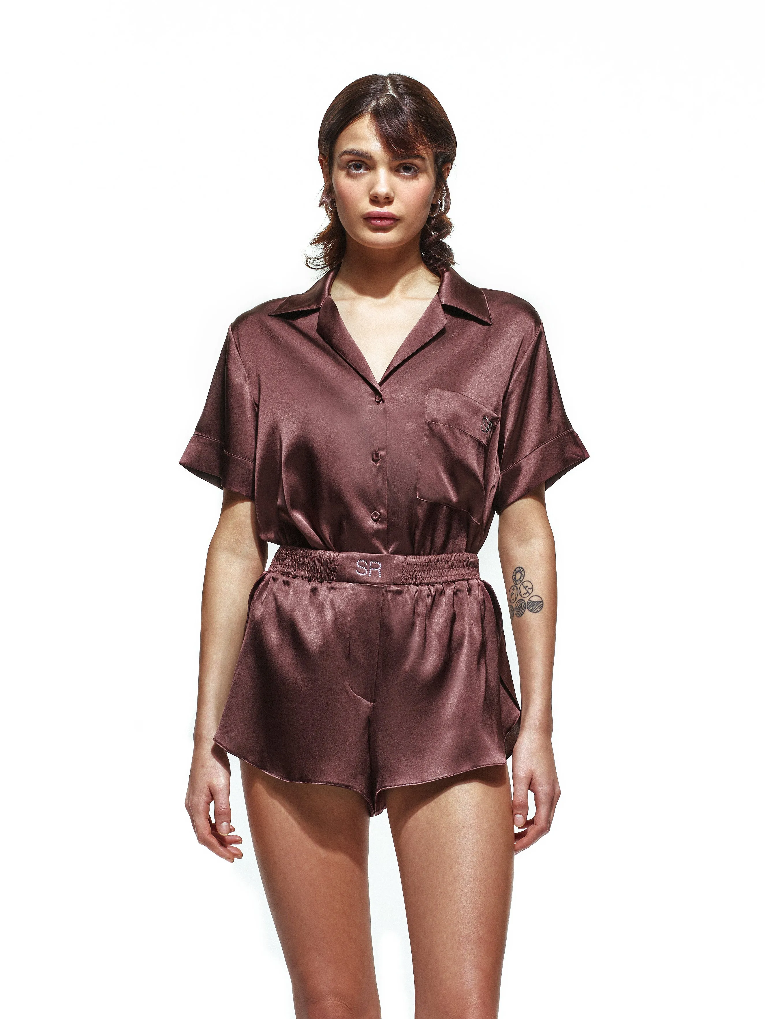 Brown Silk Short Set sold by Selia Richwood