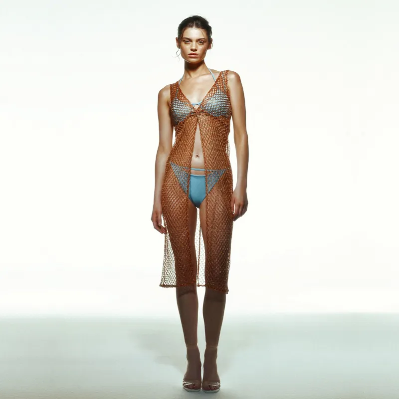 Orange Mesh Beach Dress sold by Selia Richwood