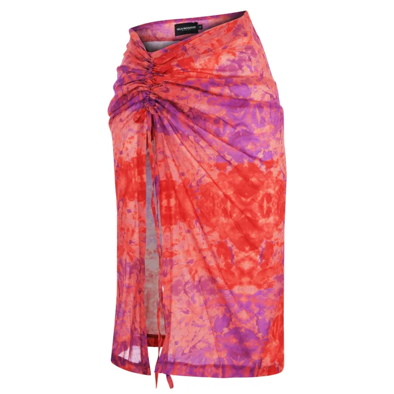 Red Tie-Dye Midi Beach Skirt sold by Selia Richwood