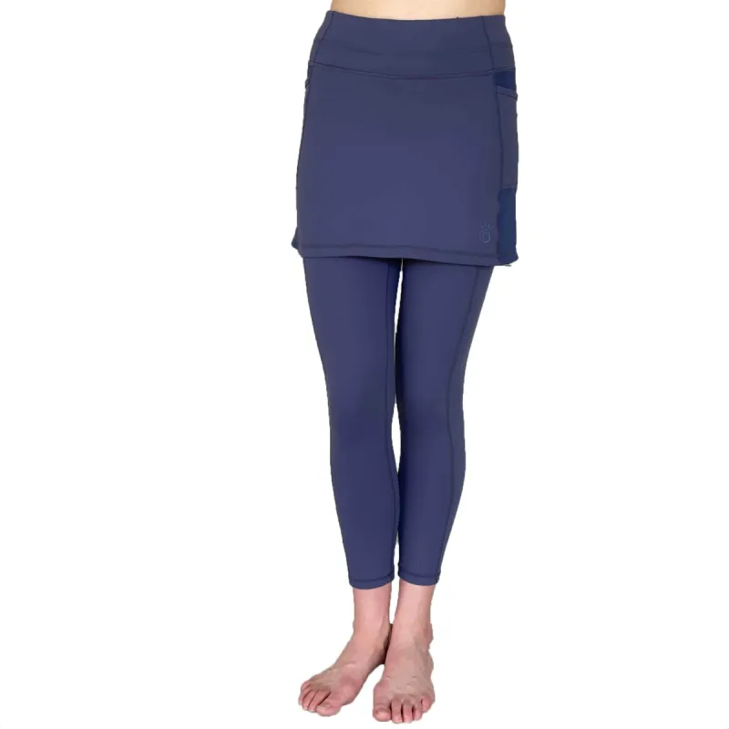 Nordic Dusk Blue Grey 7/8th's Ankle Length Skirted Leggings with Pockets sold by Sol Sister Sport