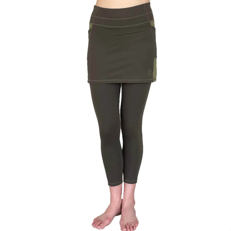 Olive 7/8th's Ankle Length Skirted Leggings with Pockets sold by Sol Sister Sport