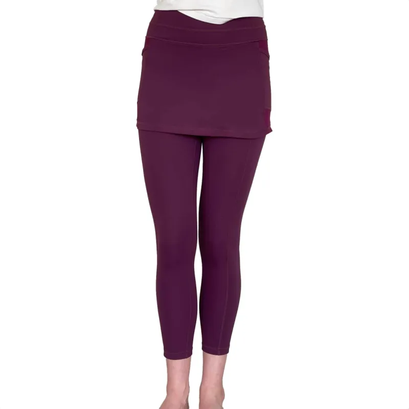 Maroon Skirted Leggings with Pockets 7/8th's Ankle Length sold by Sol Sister Sport