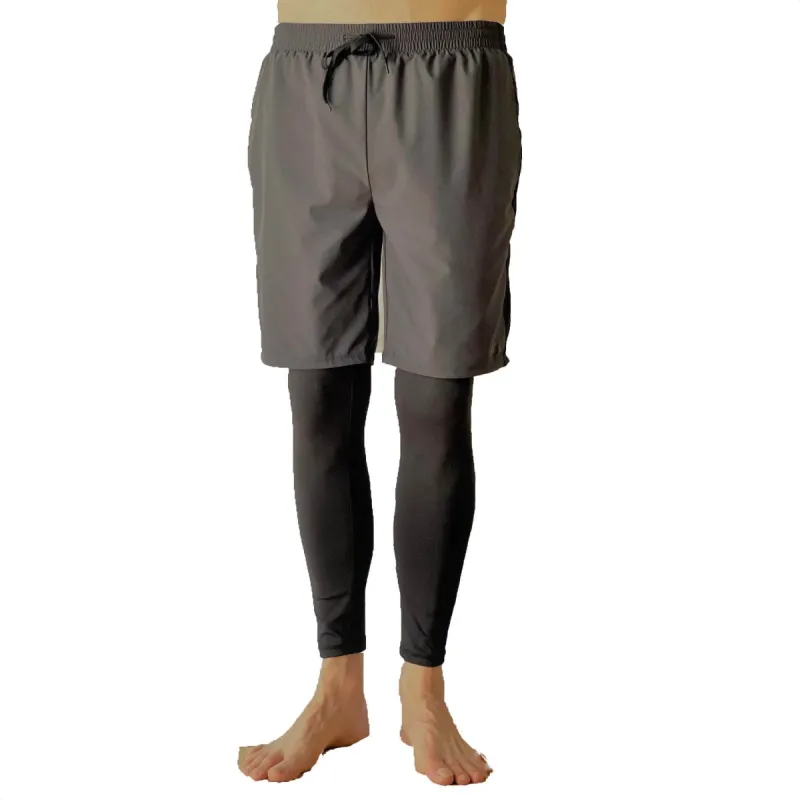 Dark Gray Men's Hybrid Shorts with Black Leggings made by Sol Sister Sport