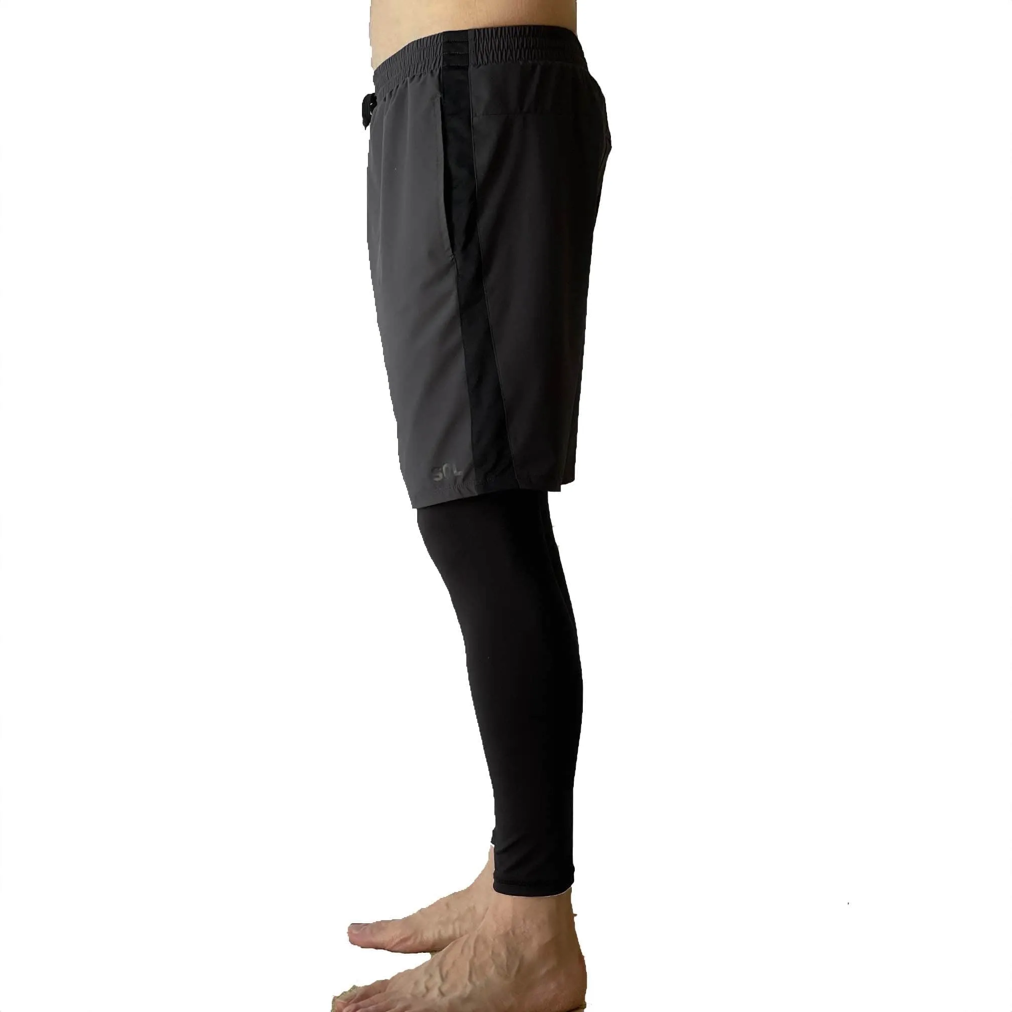 Dark Gray Men's Hybrid Shorts with Black Leggings sold by Sol Sister Sport product image thumbnail 2