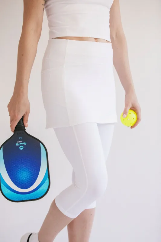 Wimbledon White Skirted Capris Leggings with Pockets sold by Sol Sister Sport