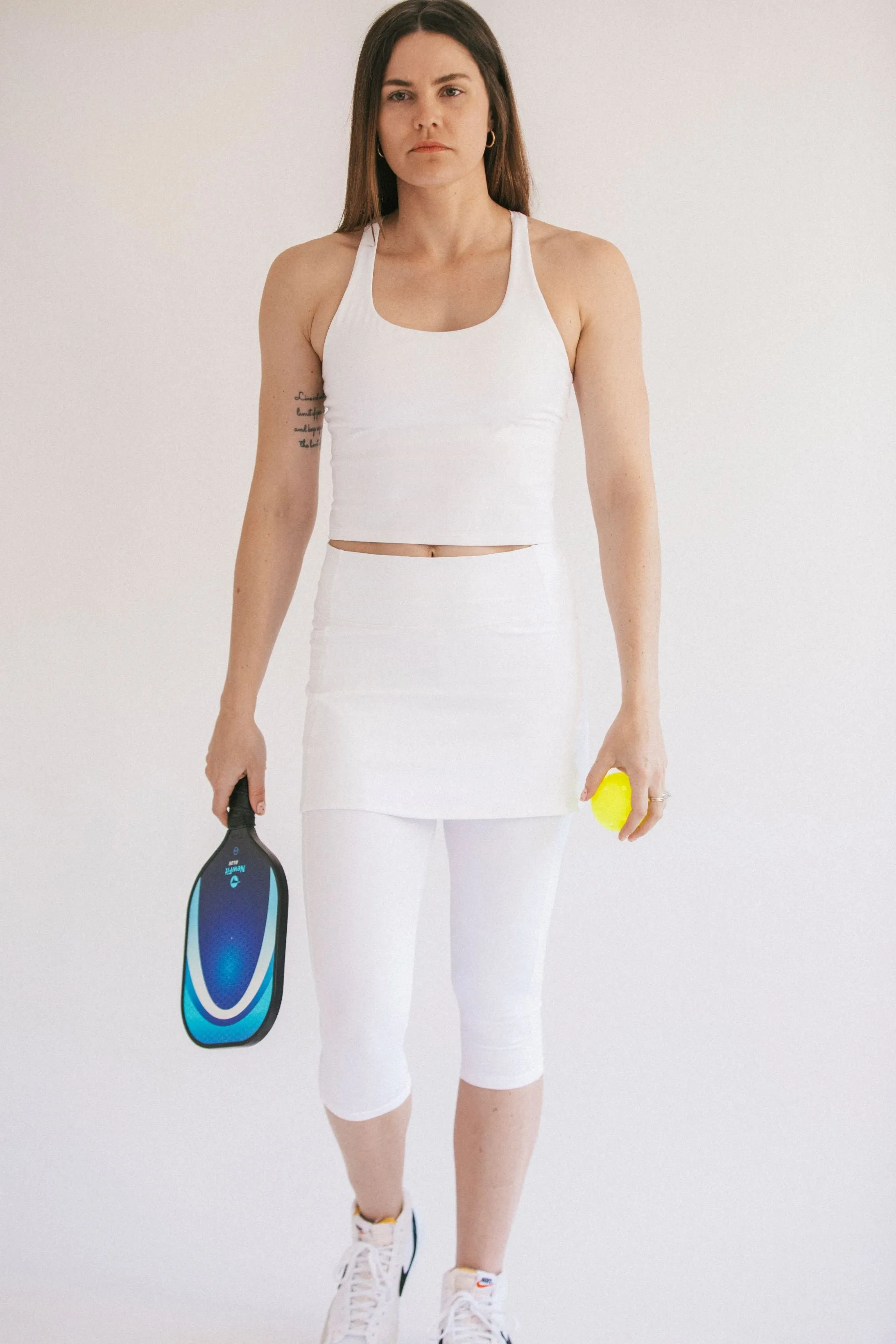 White Skirted Capris Leggings with Pockets sold by Sol Sister Sport product image thumbnail 2
