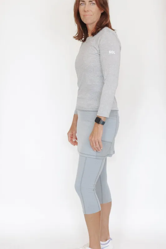Light Grey Heather Skirted Legging sold by Sol Sister Sport