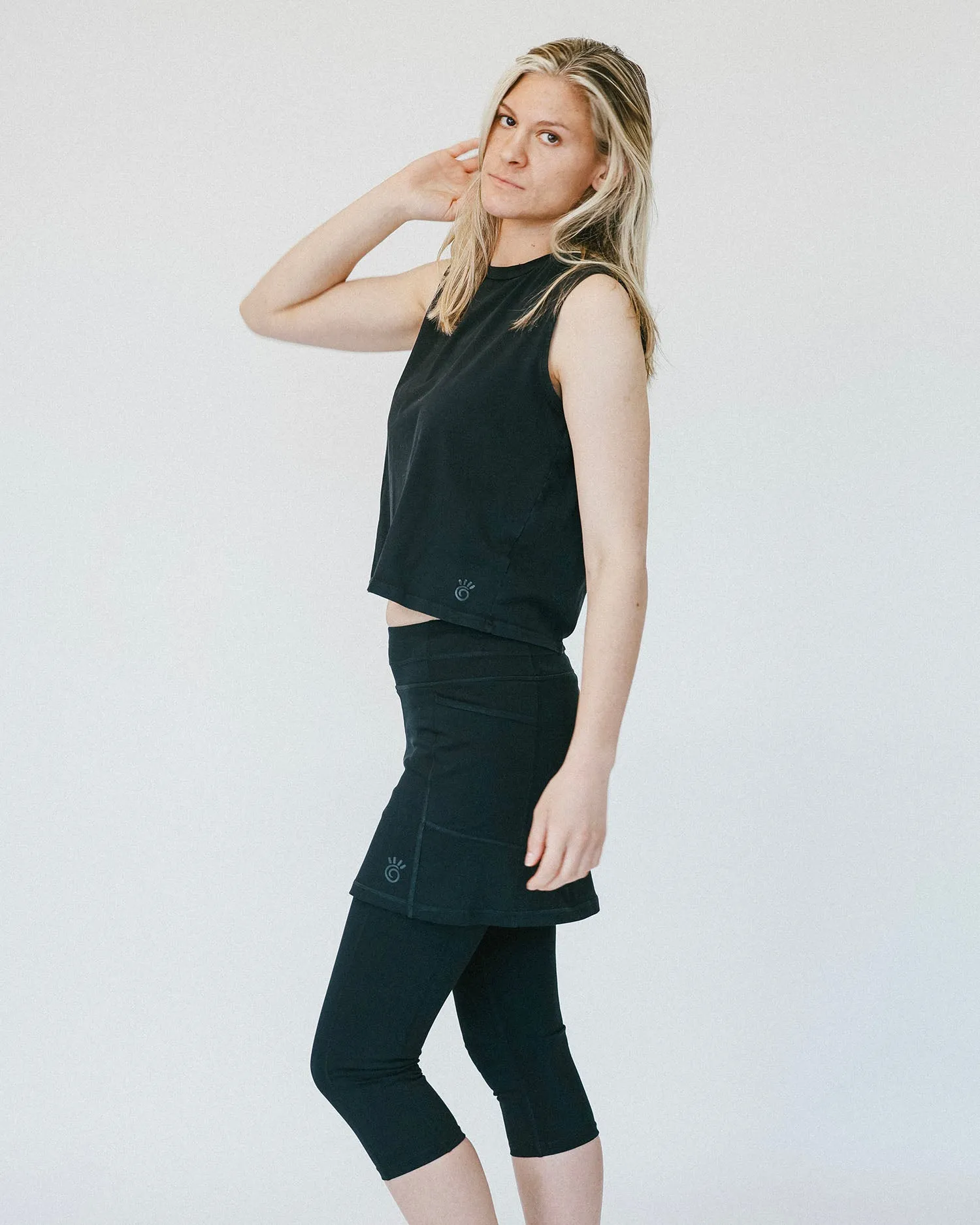 Black Cotton Skirted Leggings sold by Sol Sister Sport product image thumbnail 5