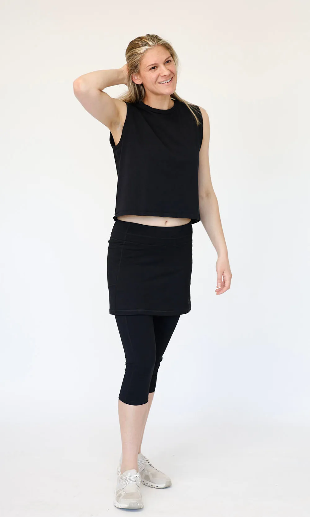 Black Cotton Skirted Leggings sold by Sol Sister Sport product image thumbnail 4