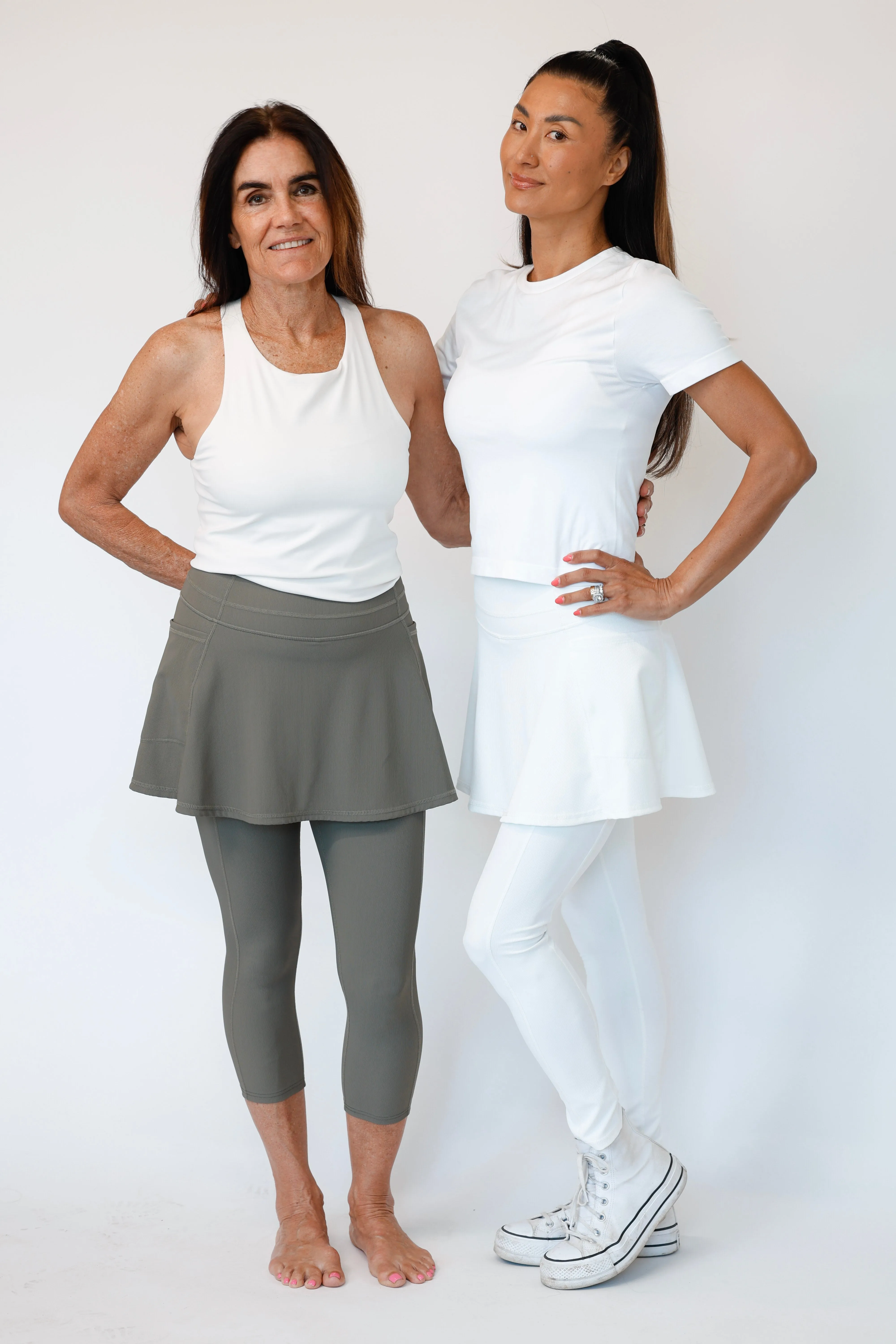 The Flare Skirted Legging – Olive Khaki Ribbed sold by Sol Sister Sport product image thumbnail 3