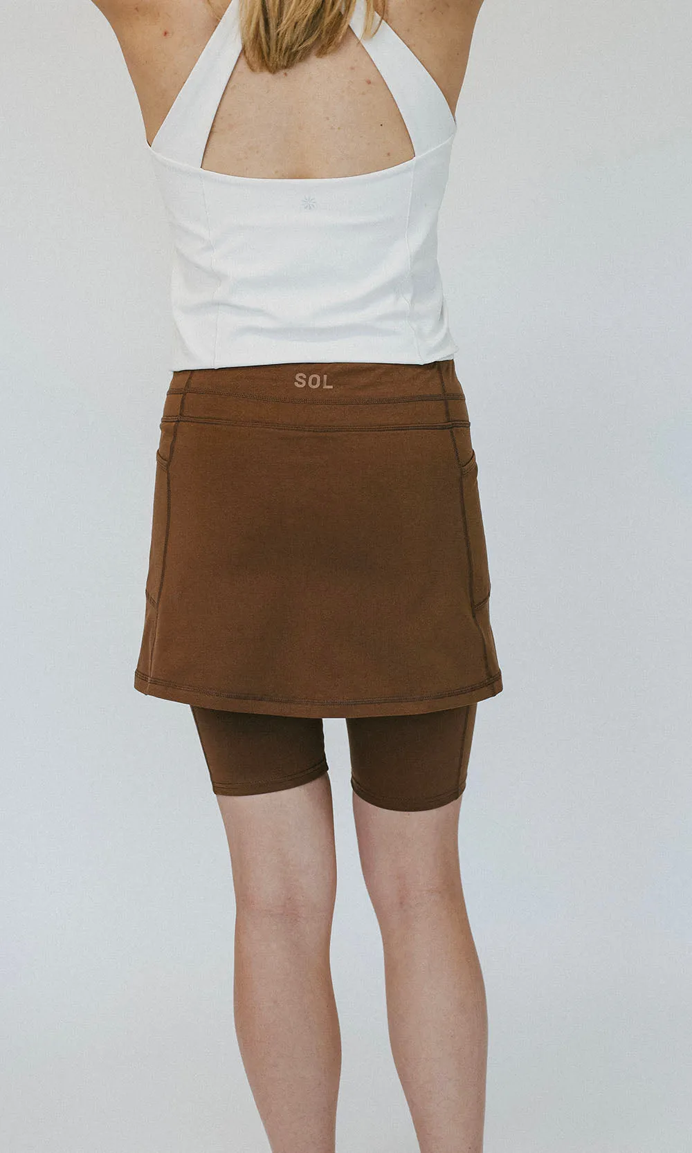 Mocha Brown Cotton Skirted Legging sold by Sol Sister Sport product image thumbnail 5