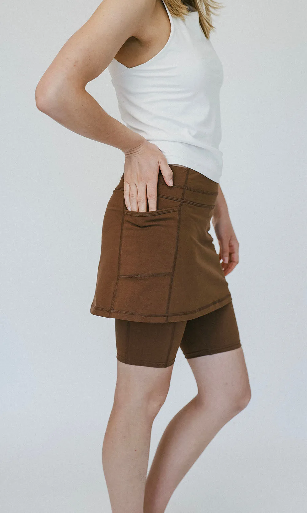 Mocha Brown Cotton Skirted Legging sold by Sol Sister Sport product image thumbnail 2