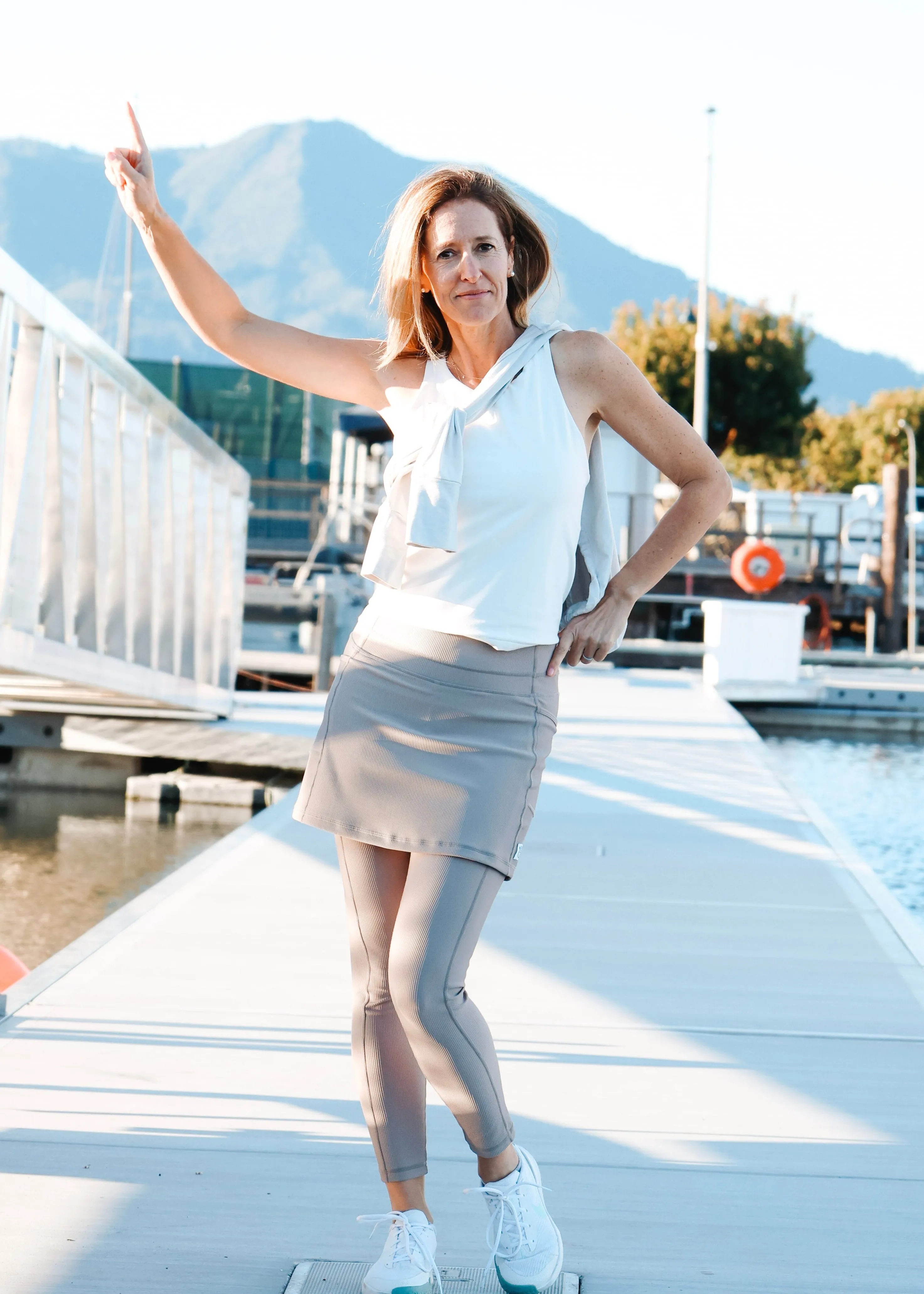 Taupe Ribbed Skirted Leggings sold by Sol Sister Sport