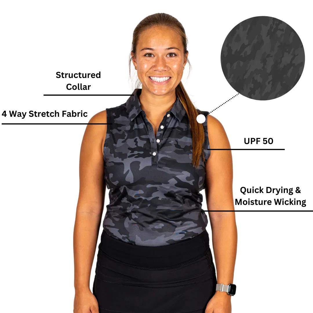 Black Camo Women's Polo (Sleeveless) sold by 2 Putt product image thumbnail 3