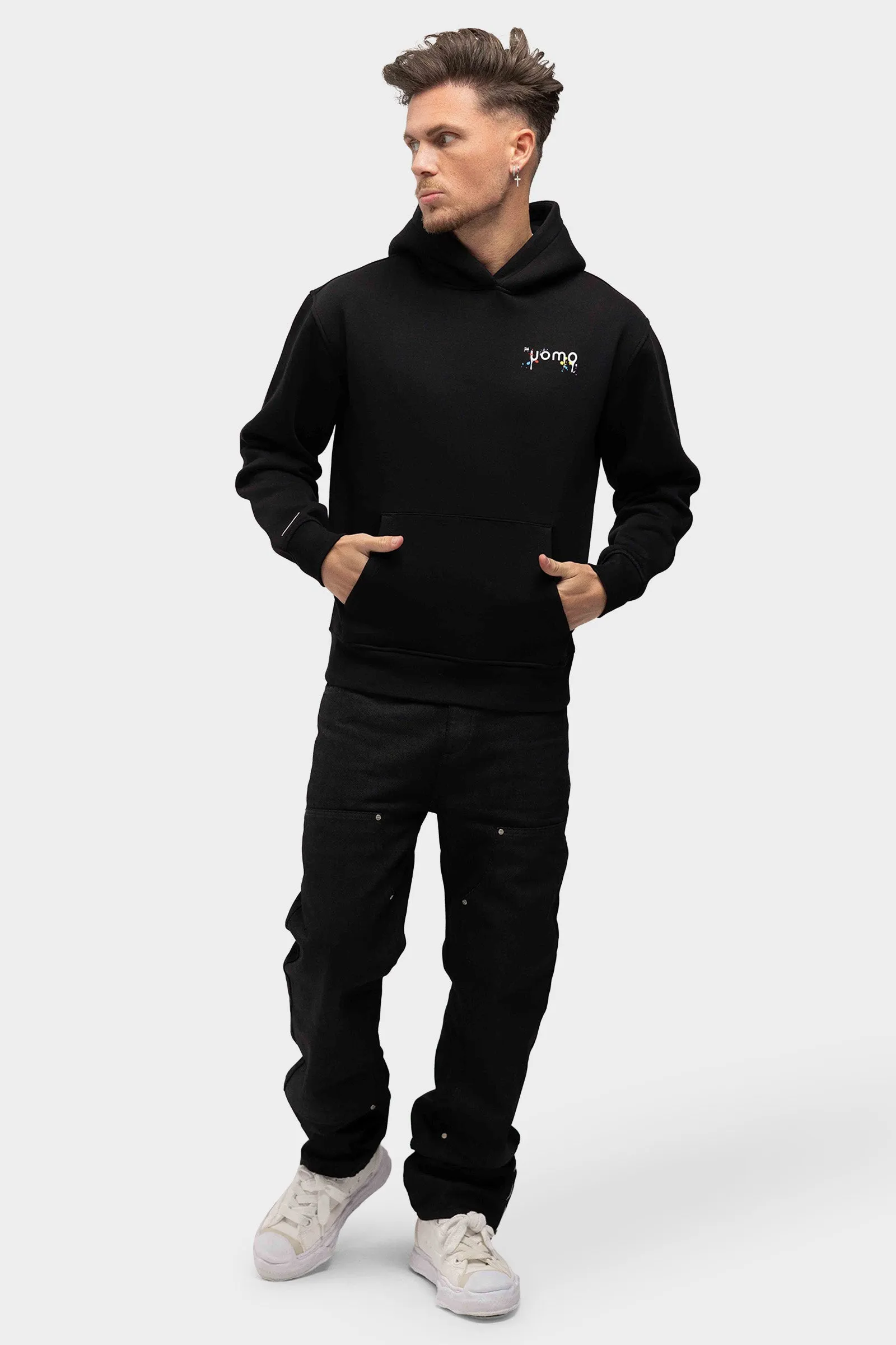 Paint Hoodie Heren Zwart sold by 24 Uomo product image thumbnail 3