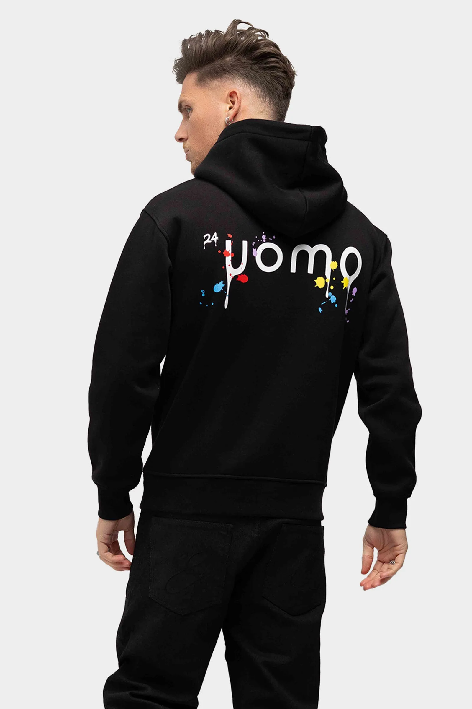 Paint Hoodie Heren Zwart sold by 24 Uomo