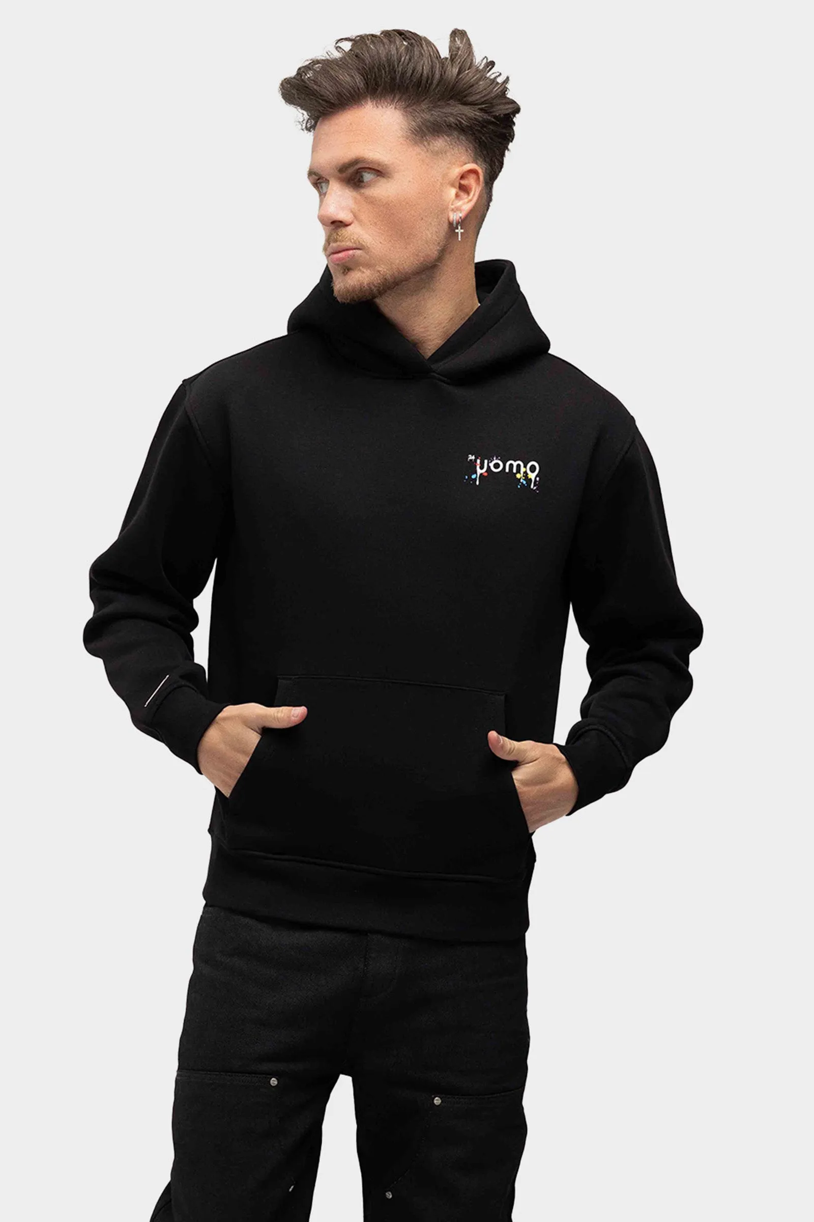 Paint Hoodie Heren Zwart sold by 24 Uomo product image thumbnail 2