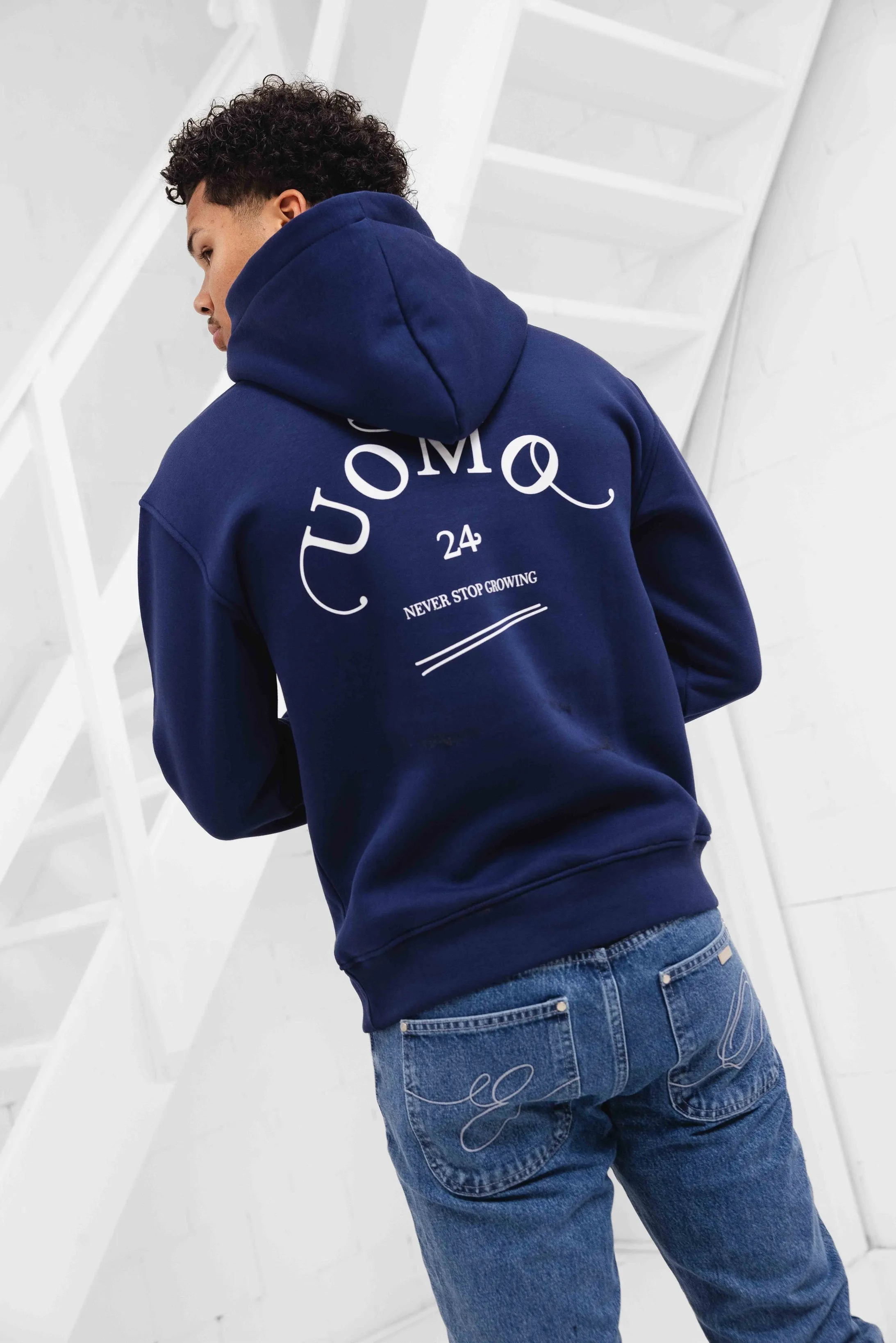 Never Stop Growing Hoodie Navy sold by 24 Uomo